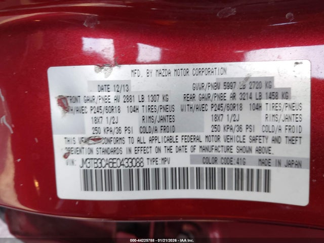 Mazda Cx-9 Touring 2014 JM3TB3CA6E0433088 Image 9