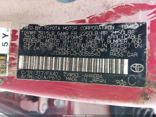 JTDKBRFU3H3055540 Toyota Prius Two