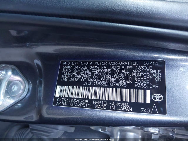 JTDKDTB38E1078095 Toyota Prius C One