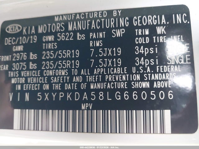 2020 KIA SORENTO 5XYPKDA58LG660506 Photo 8