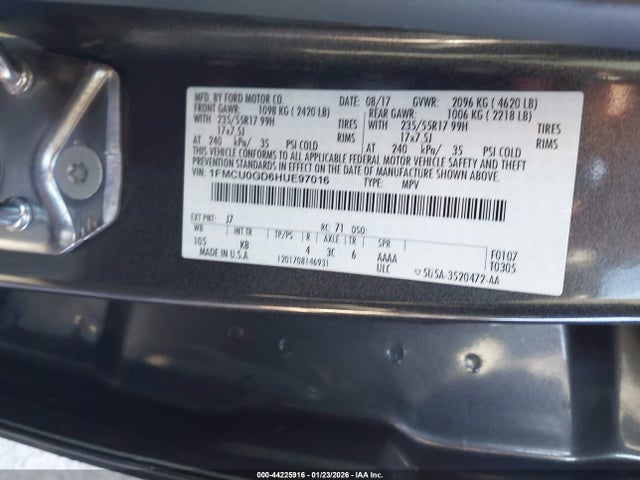 1FMCU0GD6HUE97016 Ford ESCAPE SE