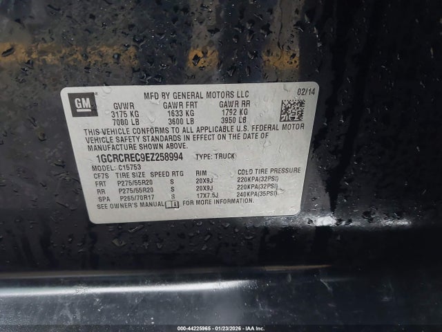 1GCRCREC9EZ258994 Chevrolet Silverado 1500 1lt