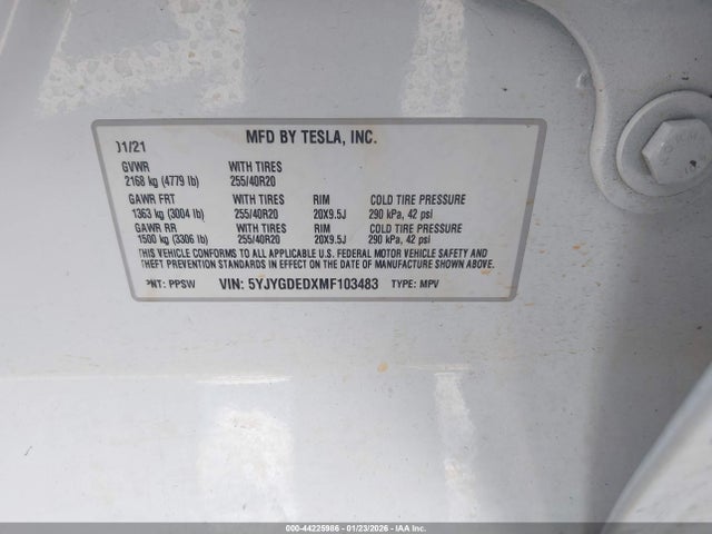 2021 TESLA MODEL Y 5YJYGDEDXMF103483 Photo 8