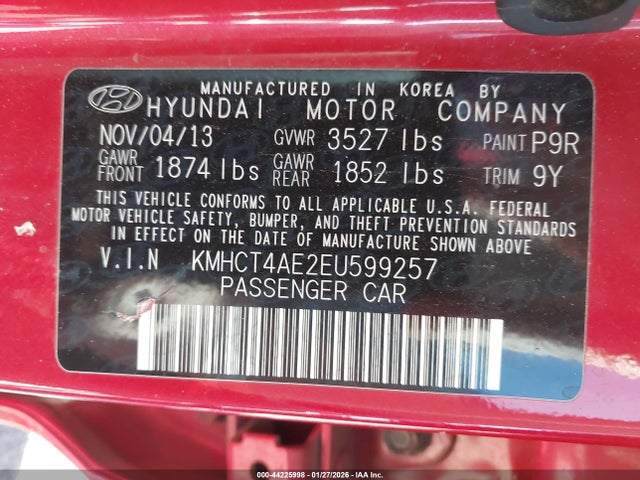 KMHCT4AE2EU599257 Hyundai ACCENT GLS