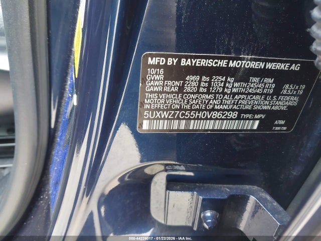 5UXWZ7C55H0V86298 BMW X3 Sdrive28i