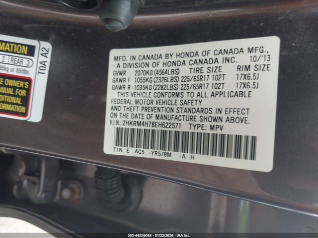 Honda Cr-v Ex-l 2014 2HKRM4H78EH622571 Image 9