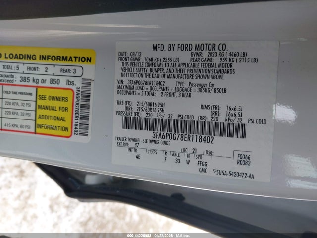 2014 FORD FUSION 3FA6P0G78ER118402 Photo 8