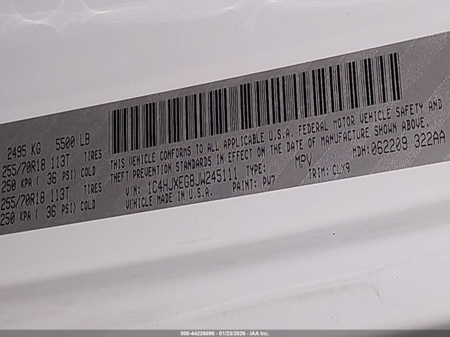 1C4HJXEG8JW245111 Jeep Wrangler Unlimited Sahara 4x4