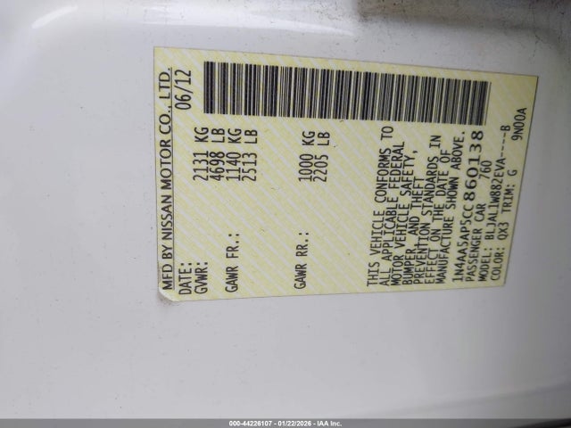 2012 NISSAN MAXIMA 1N4AA5AP5CC860138 Photo 8