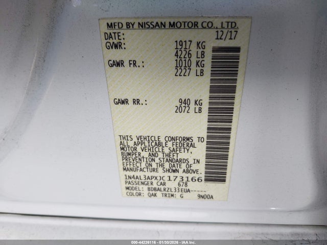 1N4AL3APXJC173166 Nissan Altima 2.5 Sl