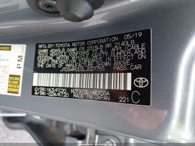JTDS4RCE0LJ027755 Toyota COROLLA SE