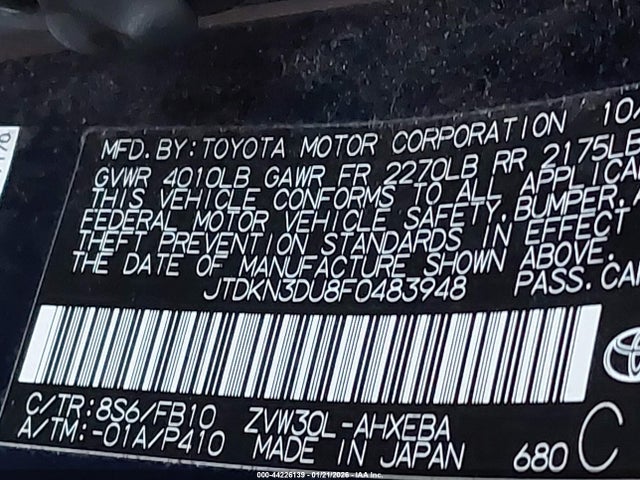 Toyota Prius Two 2015 JTDKN3DU8F0483948 Image 9