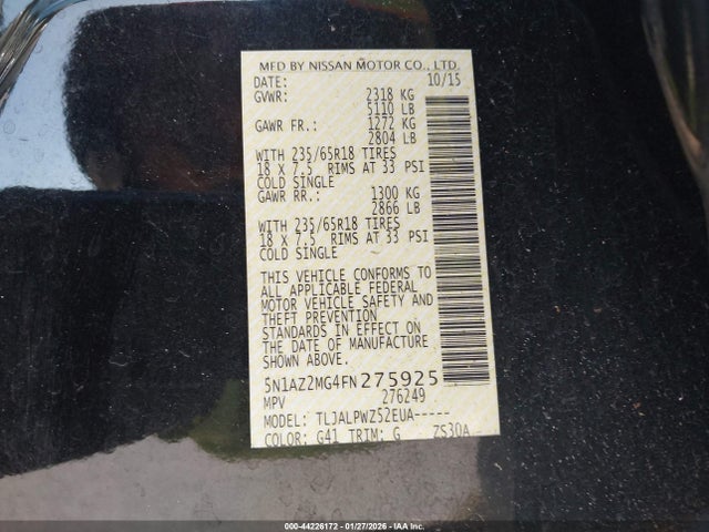 5N1AZ2MG4FN275925 Nissan MURANO S