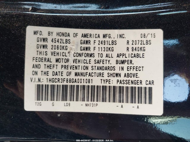 1HGCR3F88GA001081 Honda Accord Ex-l V-6