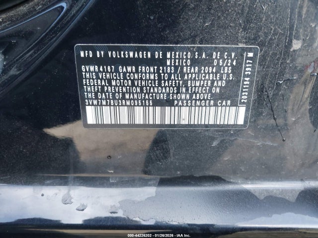 44226202 :رقم المزاد ، 3VW7M7BU3RM095155 vin ، 2024 Volkswagen Jetta 1.5t Se مزاد بيع