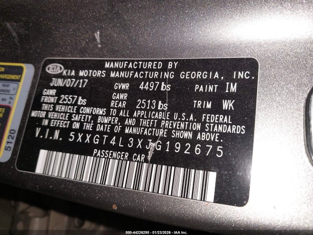 5XXGT4L3XJG192675 KIA Optima Lx