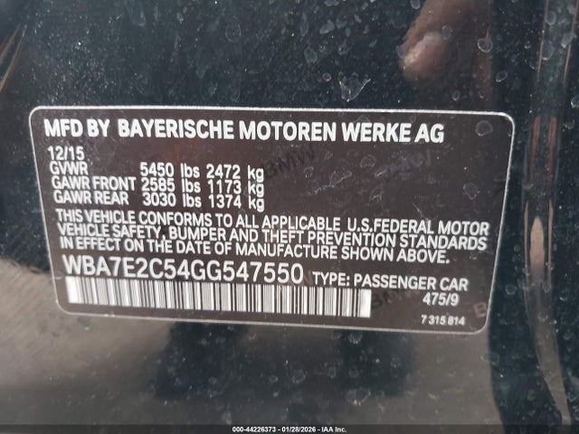 2016 BMW 740I WBA7E2C54GG547550 Photo 8