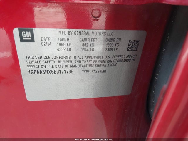 Aukcja sprzedaży 2014 Cadillac Ats Standard, vin: 1G6AA5RX6E0171795, numer aukcji: 44226376