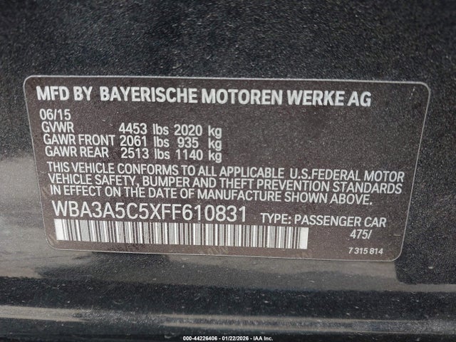 BMW 328I 2015 WBA3A5C5XFF610831 Image 9