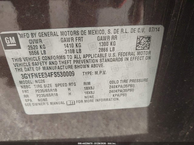 2015 CADILLAC SRX 3GYFNEE34FS530009 Photo 8