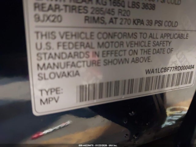 Aukcja sprzedaży 2024 Audi Q7 Premium Plus 45 Tfsi Quattro Tiptronic, vin: WA1LCBF77RD000484, numer aukcji: 44226475