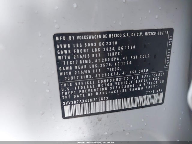 2018 VOLKSWAGEN TIGUAN 3VV2B7AX4JM219843 Photo 8