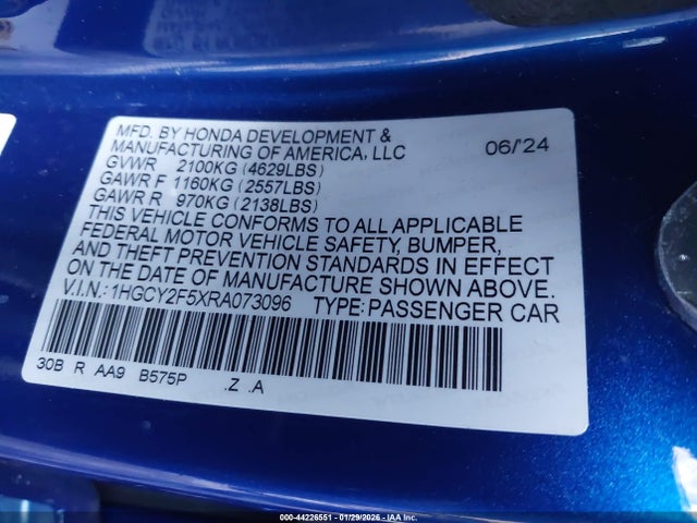 2024 HONDA ACCORD HYBRID 1HGCY2F5XRA073096 Photo 8