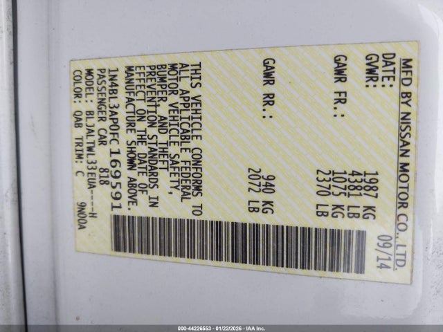 Nissan Altima 3.5 Sl 2015 1N4BL3AP0FC169591 Image 9