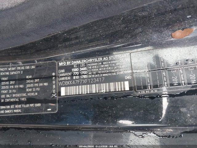 1999 MERCEDES-BENZ SLK 230 WDBKK47F7XF123417 Photo 8