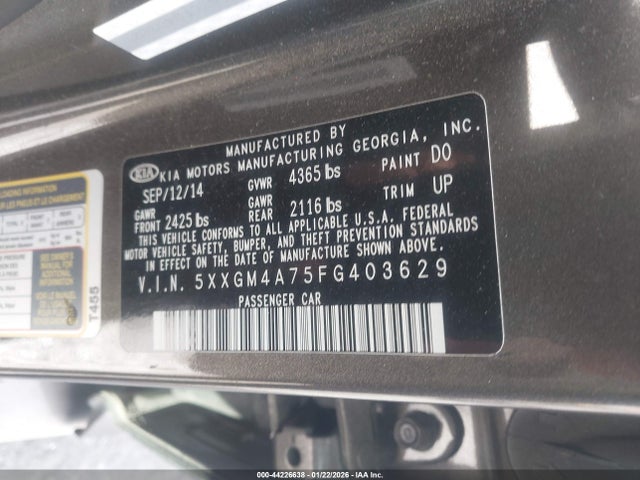 5XXGM4A75FG403629 KIA Optima Lx