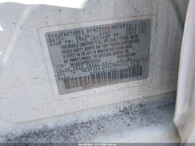 3N1AB7AP5GY305242 Nissan SENTRA S
