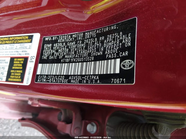 4T1BF1FK2GU513528 Toyota CAMRY XSE