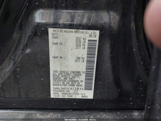 1N4AL3AP3JC475835 Nissan Altima 2.5 Sr