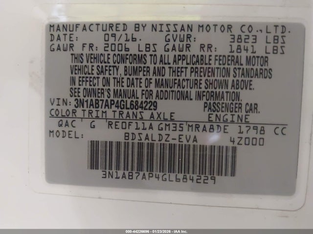 Nissan SENTRA SV 2016 3N1AB7AP4GL684229 Image 9