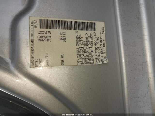 Продажа на аукционе авто 2022 Nissan Altima Sr Fwd, vin: 1N4BL4CV2NN401547, номер лота: 44226701