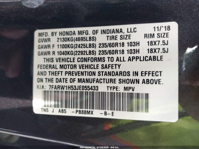 7FARW1H53JE055433 Honda CR-V EX