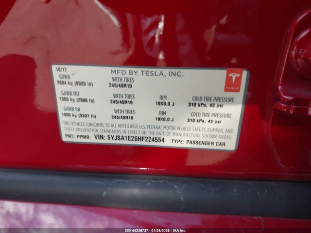 2017 TESLA MODEL S 5YJSA1E26HF224554 Photo 8