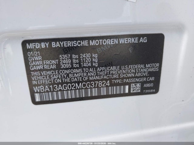 2021 BMW 530E WBA13AG02MCG37824 Photo 8