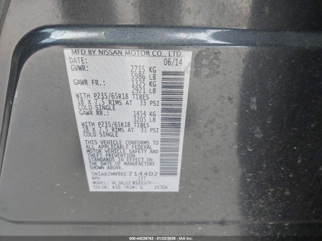 Nissan Pathfinder Sl 2014 5N1AR2MN9EC714402 Image 9