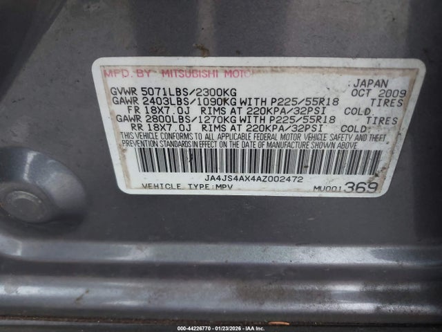 2010 MITSUBISHI OUTLANDER JA4JS4AX4AZ002472 Photo 8