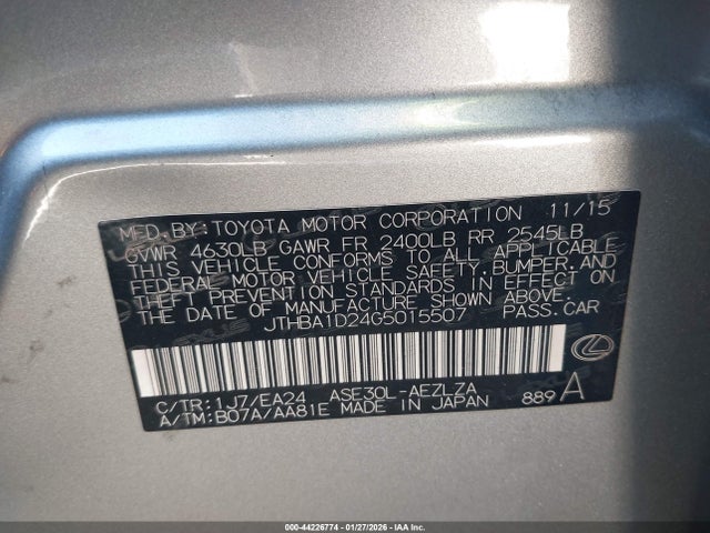 Lexus IS 200T 2016 JTHBA1D24G5015507 Image 9