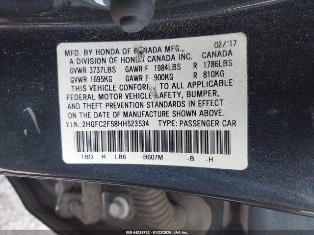 Honda Civic Lx 2017 2HGFC2F58HH523534 Image 9