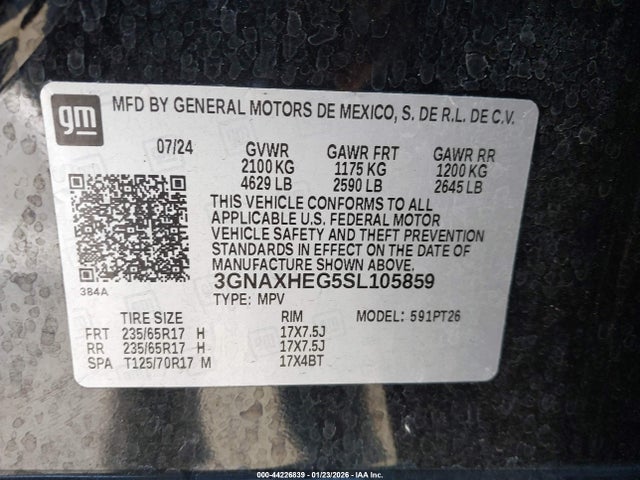 3GNAXHEG5SL105859 Chevrolet Equinox Fwd Lt