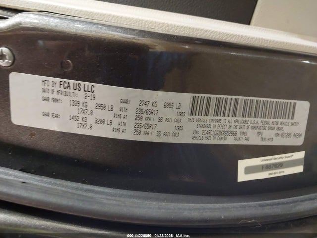Продаж на аукціоні авто 2019 Chrysler Pacifica Lx, vin: 2C4RC1CG9KR652668, номер лоту: 44226850