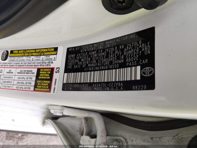 4T1K61AKXNU618550 Toyota CAMRY XSE