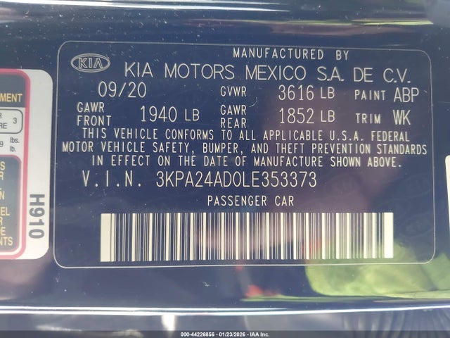 3KPA24AD0LE353373 KIA RIO S