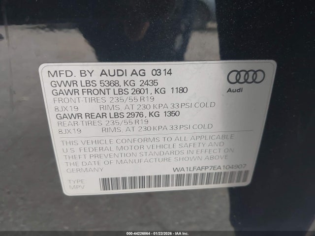 2014 AUDI Q5 WA1LFAFP7EA104907 Photo 8