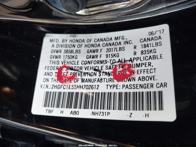 2HGFC1E55HH702612 Honda CIVIC SI