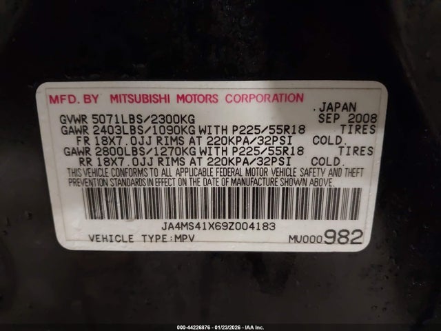 2009 MITSUBISHI OUTLANDER JA4MS41X69Z004183 Photo 8