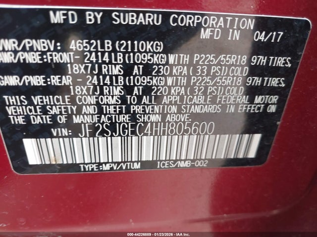 JF2SJGEC4HH805600 Subaru Forester 2.0xt Premium